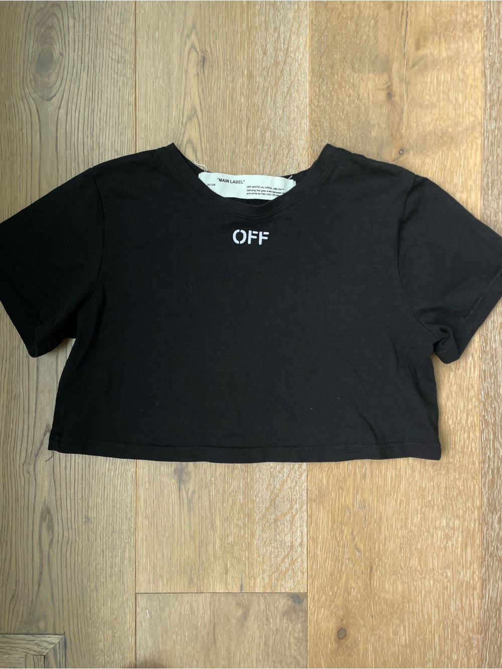 Off-White Black Cropped Logo Tee small